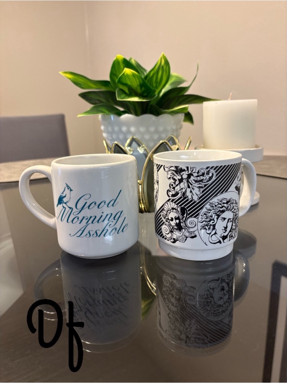 2 for 1 Mugs White Ceramic 'Good Morning A**hole’ Mug - B&W Ceramic Mug